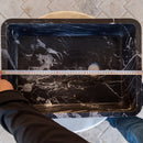 Toros Black Marble Rectangular Natural Stone sink semi Polished W14.4 L 20.3 H4.7 SKU T1-252 length measure view
