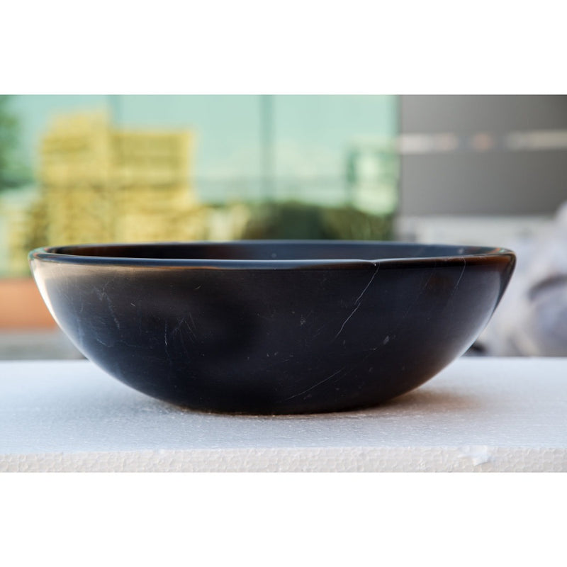Toros black marble round vessel sink NTRSTC01 (D)16" (H)6" product shot front view
