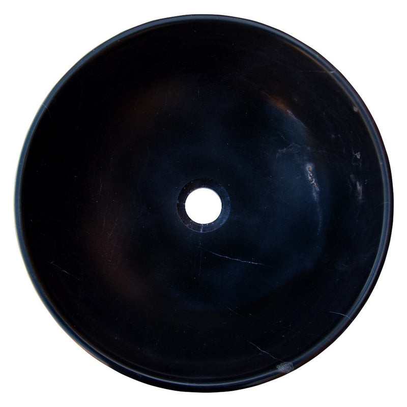 Toros black marble round vessel sink NTRSTC01 (D)16" (H)6" product shot top view