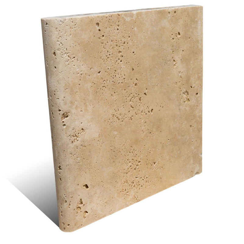 Travertine pool coping bullnosed paver tumbled size 12x12 SKU-20030003 product shot 
