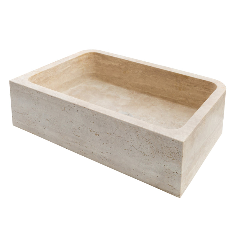 Troia Light Travertine Farmhouse Sink Honed and Filled (W)18" (L)27.5" (H)7"