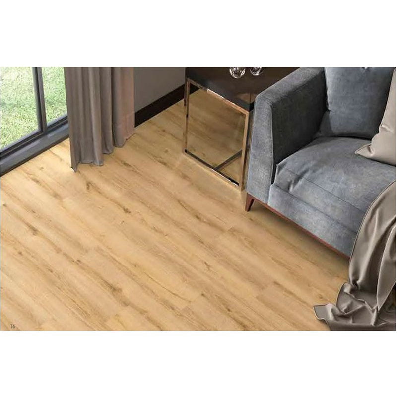 AGT Bella acacia laminate flooring wood look size 7.5"x47" thickness 8mm SKU 991979 installed on living room floor