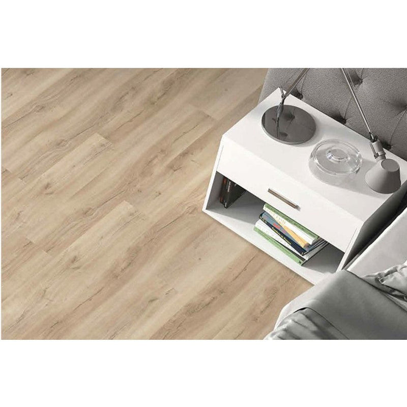 AGT Bella freesia laminate flooring wood look size 7.5"x47" thickness 8mm SKU 991981 installed on living room floor