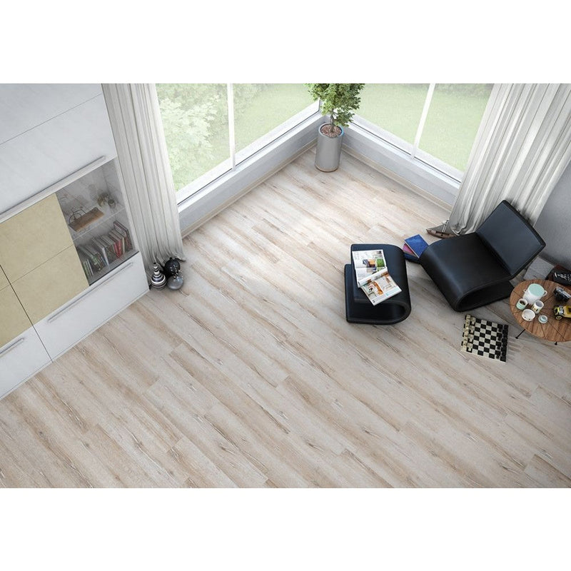 agt natura select kanyon oak laminate flooring edge detail straight wood look thickness 8mm size 7.5"x47" SKU 991334 installed on living room floor