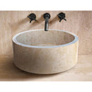 Natural Stone Beige Travertine Vessel Sink Honed  (D)16" (H)6"