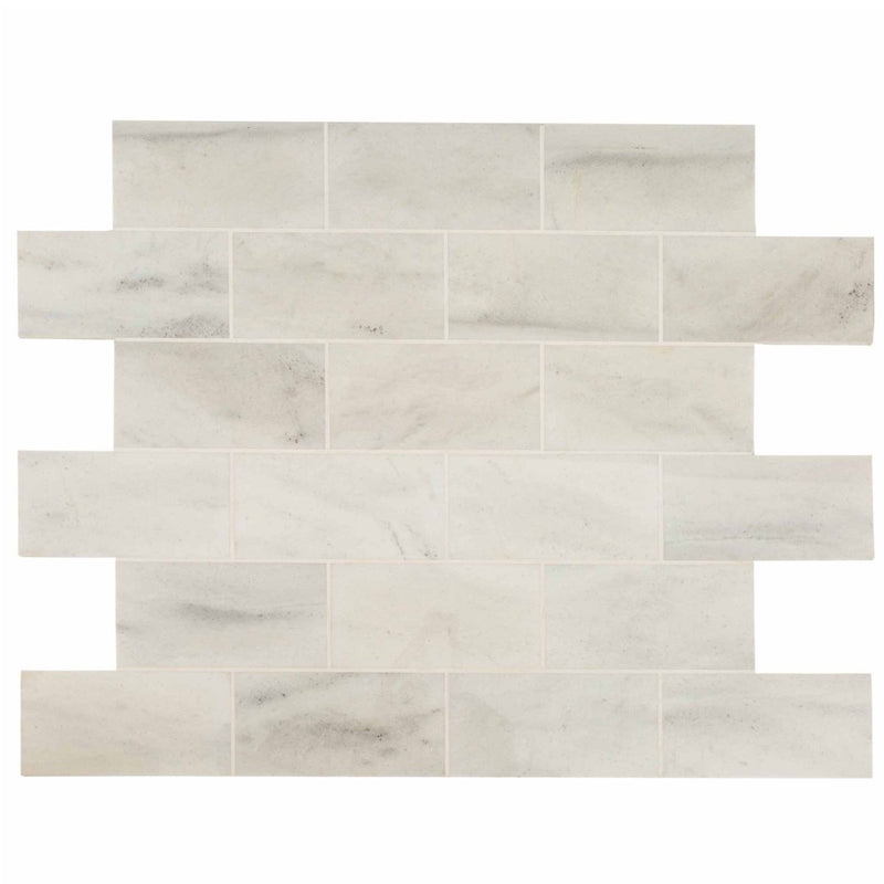 bianco carrara white marble tiles 24x48 honed SKU-20012388 product shot top view