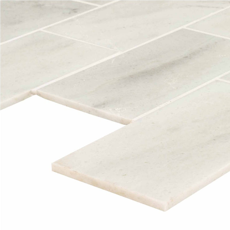 bianco carrara white marble tiles 24x48 honed SKU-20012388 product shot thickness view