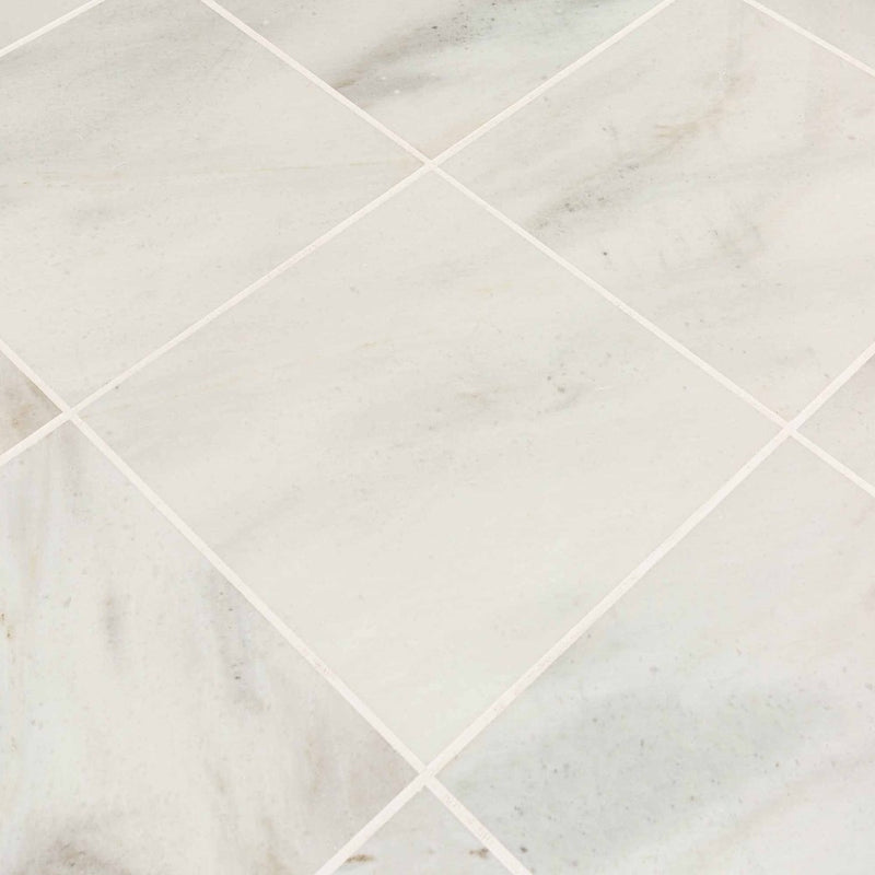 bianco carrara white marble tiles 36x36 honed SKU-20012390 product shot close up view