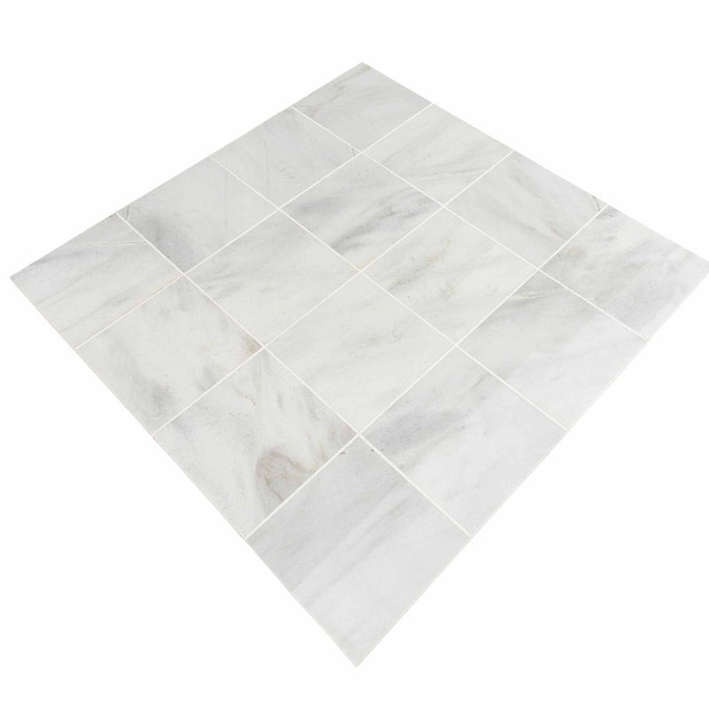 bianco carrara white marble tiles 36x36 polished SKU-20012389 product shot angle top view
