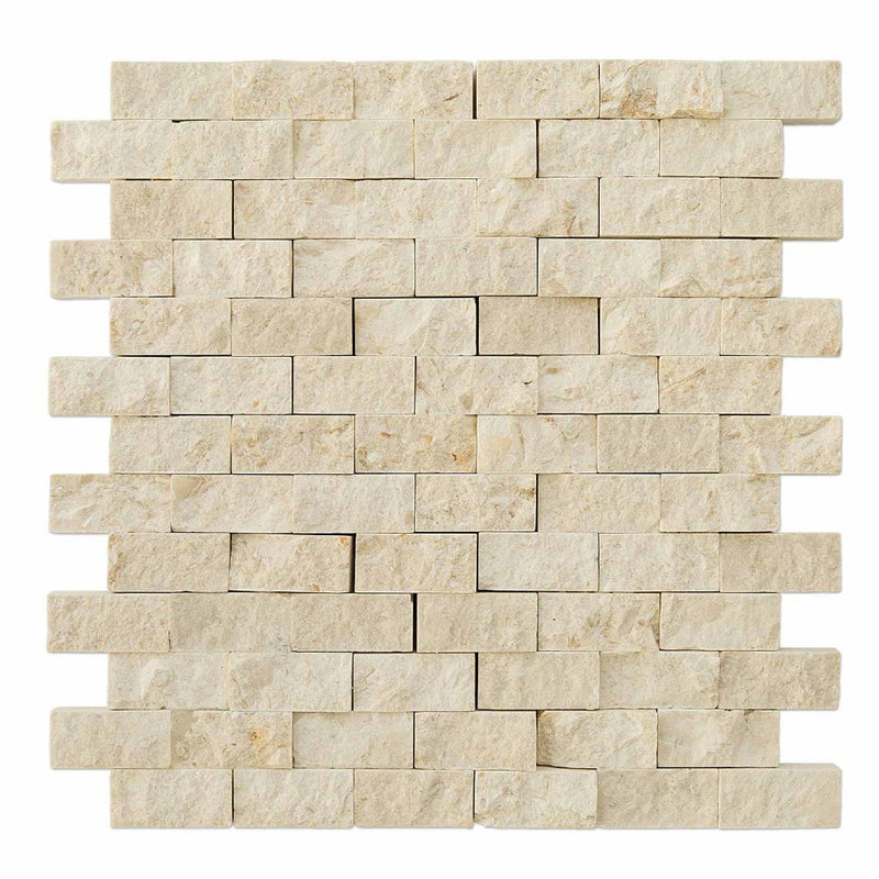 botticcino splitface marble mosaics 1x2 SKU-20012357 top mesh view