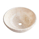 botticino marble natural stone vessel sink surface semi polished size (D)16"(H)6" SKU 202116 top view product shot