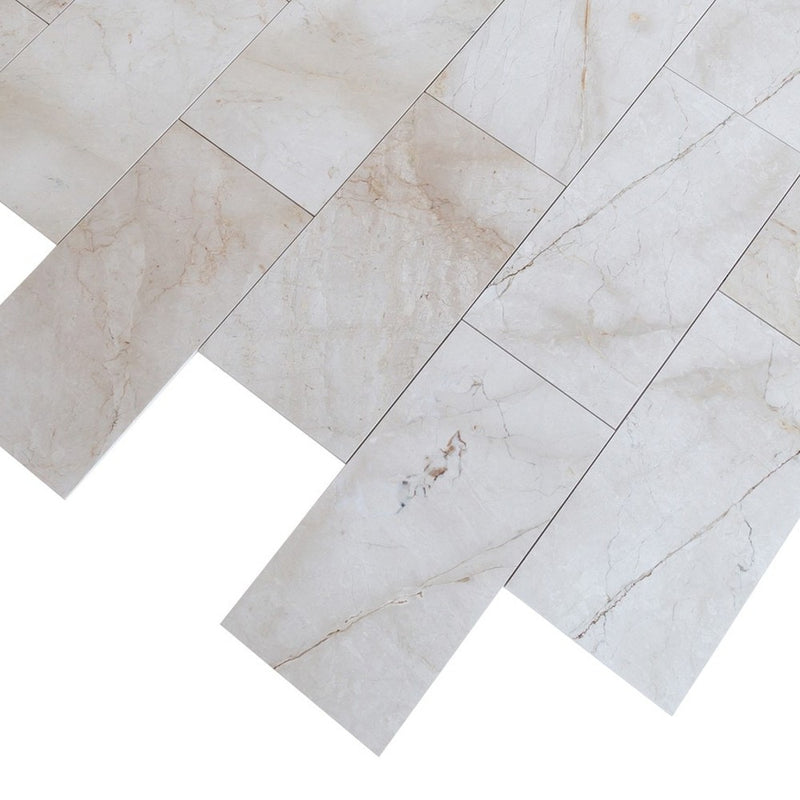 calista cream light polished marble tile 12x24 SKU-15000430 product shot top view
