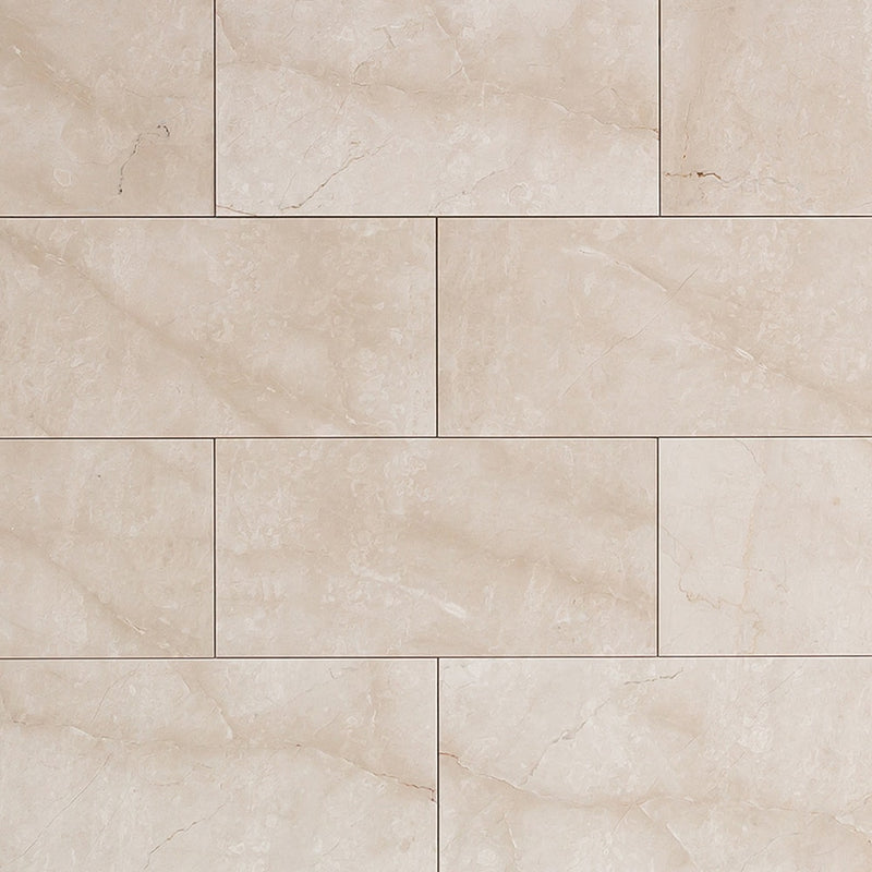 calista cream premium polished marble tile 12x24 SKU-15001846 product shot top view
