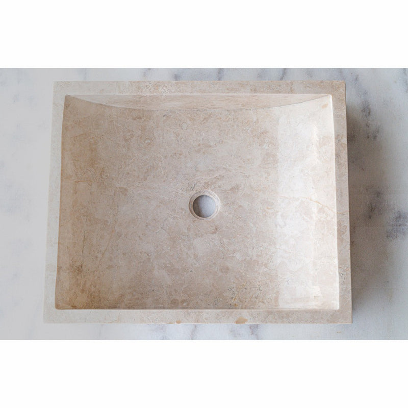 cappuccino beige marble farmhouse rectangular sink SKU CM-B-036-B top view product shot