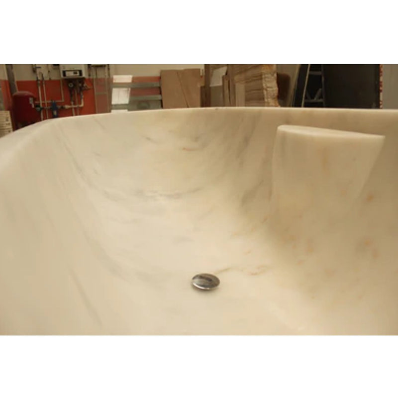 Carrara white marble bathtub polished W30 L70 H20 SKU-NTRSTC24C installed view of product