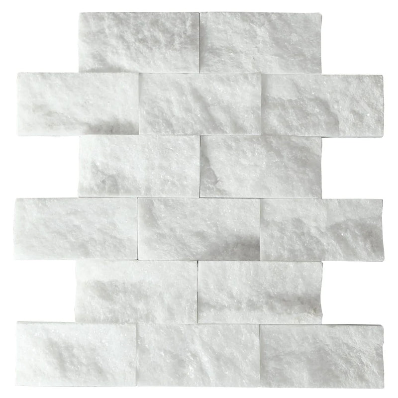 Carrara White Split Face Marble Mosaics