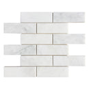 carrara white polished brick marble mosaics 2x6 SKU-20012466 top view of 2"x6" stone mesh