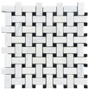 carrara white polished marble mosaics 1"x2"  basketweave SKU-20012343 top view of product