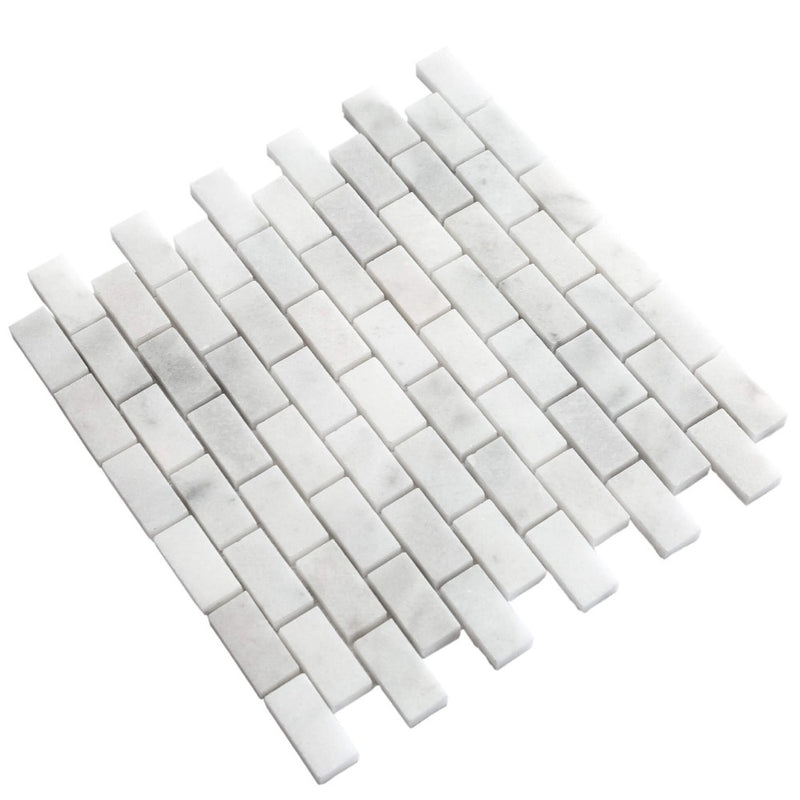 Carrara White Polished Brick Marble Mosaics