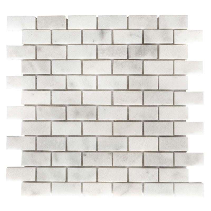 carrara white polished brick marble mosaics 1"x2" SKU-20042344 top view