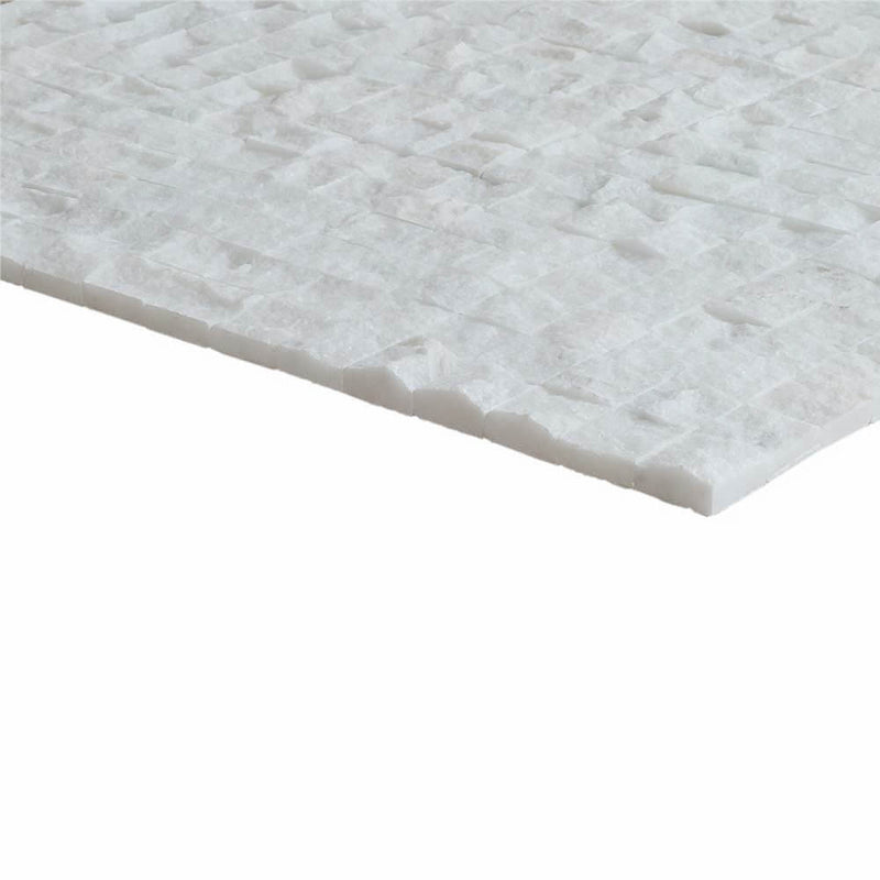 carrara white splitface marble mosaics 2x2 SKU-20012358 corner view