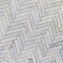 carrara white marble mosaic 1.25x6 herringbone SKU-20012341 close view
