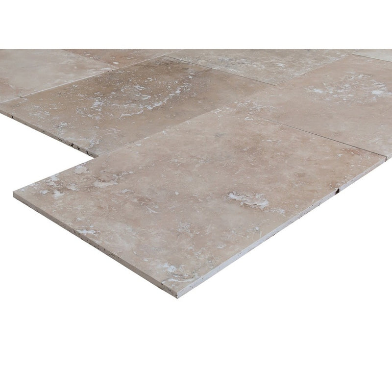 classic rustic beige travertine tile straight honed filled 16x24 SKU-10106303 corner view
