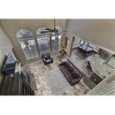 conglomerate antique French pattern set travertine tile size pattern set surface brushed chiseled SKU-20020063 installed living room floor