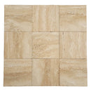 denizli beige vein cut travertine pavers honed chiseled 12x12 SKU-20020075 multi top view