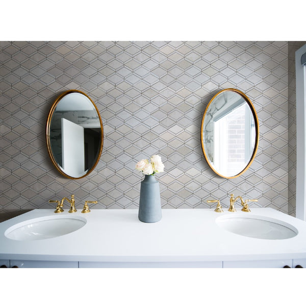 Diamond Beige Marble and Dolomite Mosaic Tile - Geometric Design Natural Stone