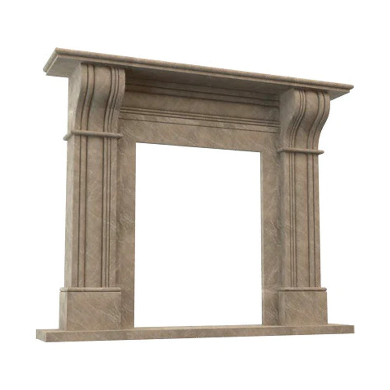 Emperador Light Brown Marble Hand-carved Fireplace Surround