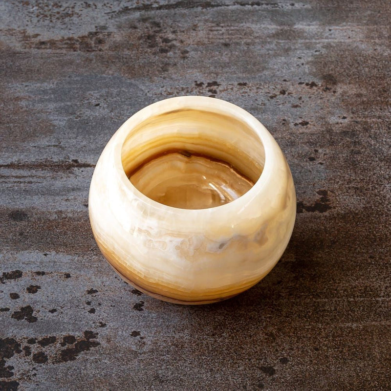 Honey Onyx Stone Candle Holder SKU-315377 top view