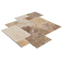 gobek mix antique French pattern set travertine tile size pattern set surface brushed filled edge chiseled SKU-20020080 product shot