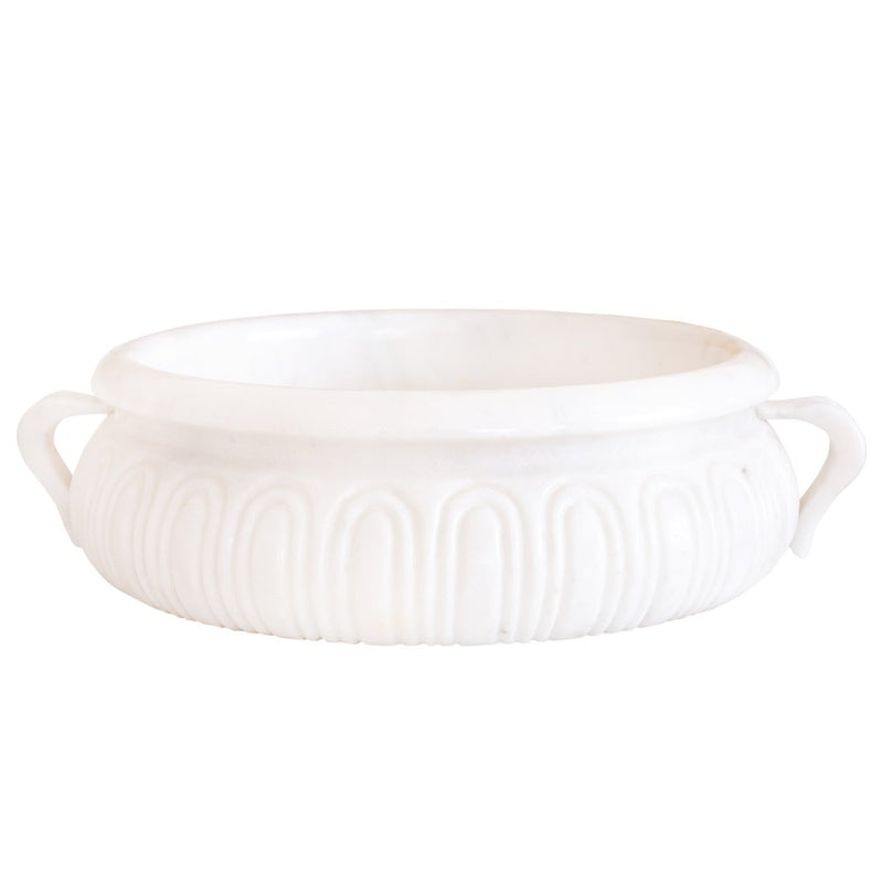 gobek natural stone white marble vessel sink bowl polished SKU NTRVS20 size (D)17" (H)6" side view product shot