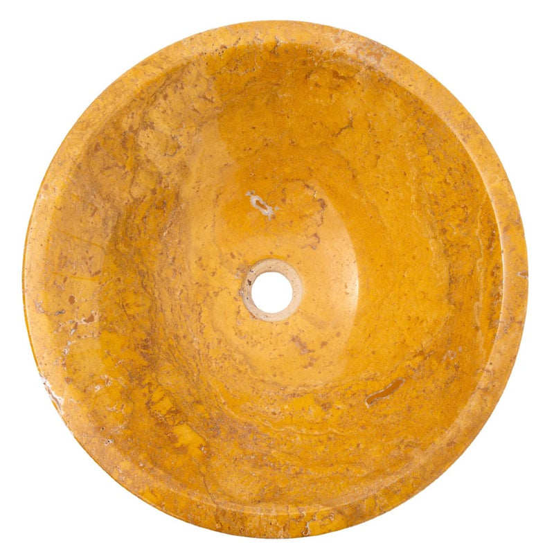 golden Sienna travertine natural stone V-Shape Tapered Sink polished size D16 H6 SKU EGEGSTPO165 top view