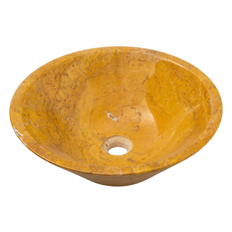 golden Sienna travertine natural stone V-Shape Tapered Sink polished size D16 H6 SKU EGEGSTPO165 angle view