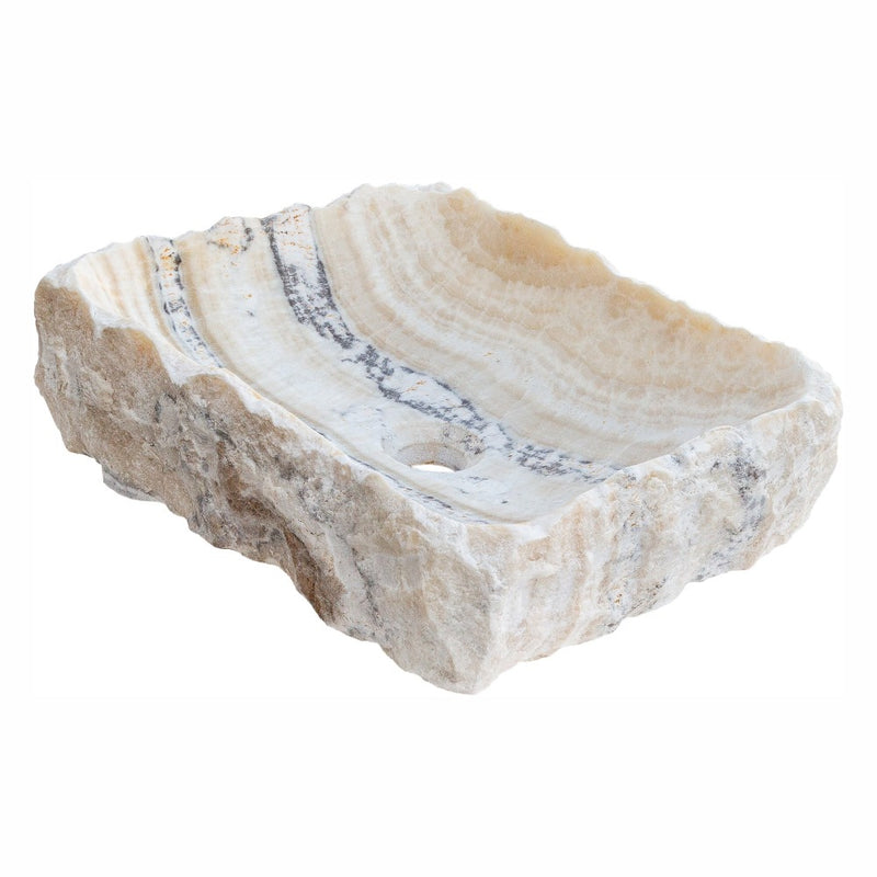 honey onyx rustic natural stone vessel sink SKU NTRSTC55 perspective view product shot