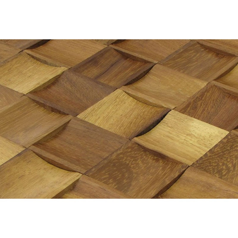 Iroko Square Pattern Design Wood Mosaic Tiles