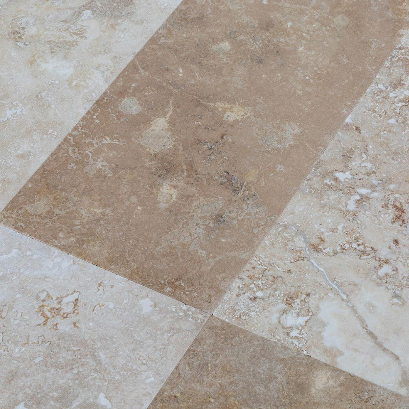 lidia antique travertine tile size 12''x24'' surface polished filled edge straight SKU-20020067 close up view of product