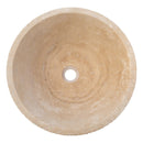 light beige travertine V-shape natural stone tapered Sink honed and sandblasted size (D)16" (H)6" SKU-EGELBT1661 product shot top view