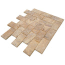 meandros gold yellow travertine pavers surface honed size 12"x12" thickness 1 1/4" edge chiseled SKU-30020072