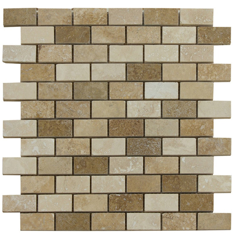 mixed beige walnut noce travertine tile mesh size 12x12-surface honed filled-SKU-10081280 mesh view