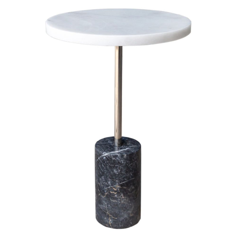 Mugla White Marble Round Side Table Polished SKU-315383 product view on ehite background