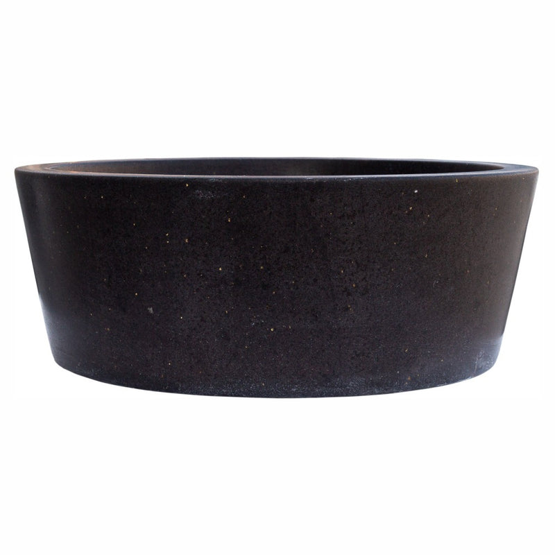 natural stone black andesite tapered sink honed matte SKU NTRSTC53 Size (D)16" (H)6" side view product shot