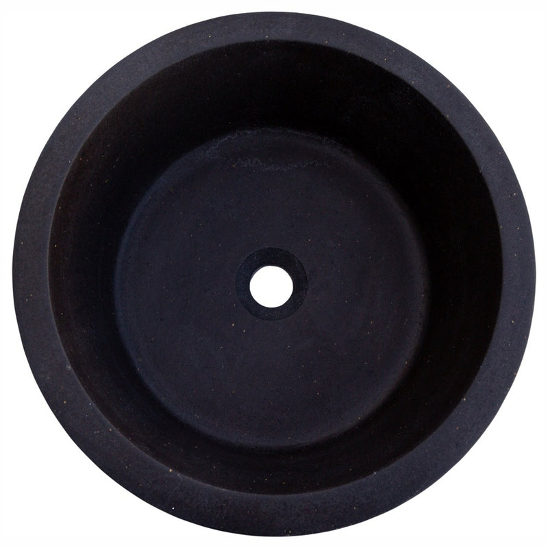 natural stone black andesite tapered sink honed matte SKU NTRSTC53 Size (D)16" (H)6" top view product shot