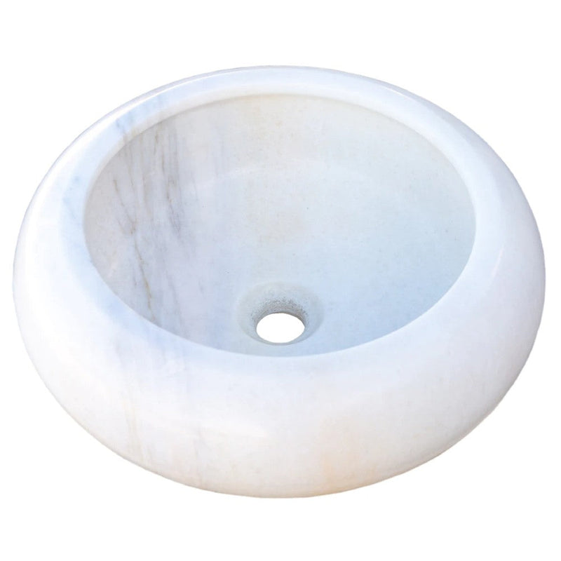 natural stone marble carrara white vessel sink surface polished size (D)15.5" (H)6" SKU TMS16 angle view