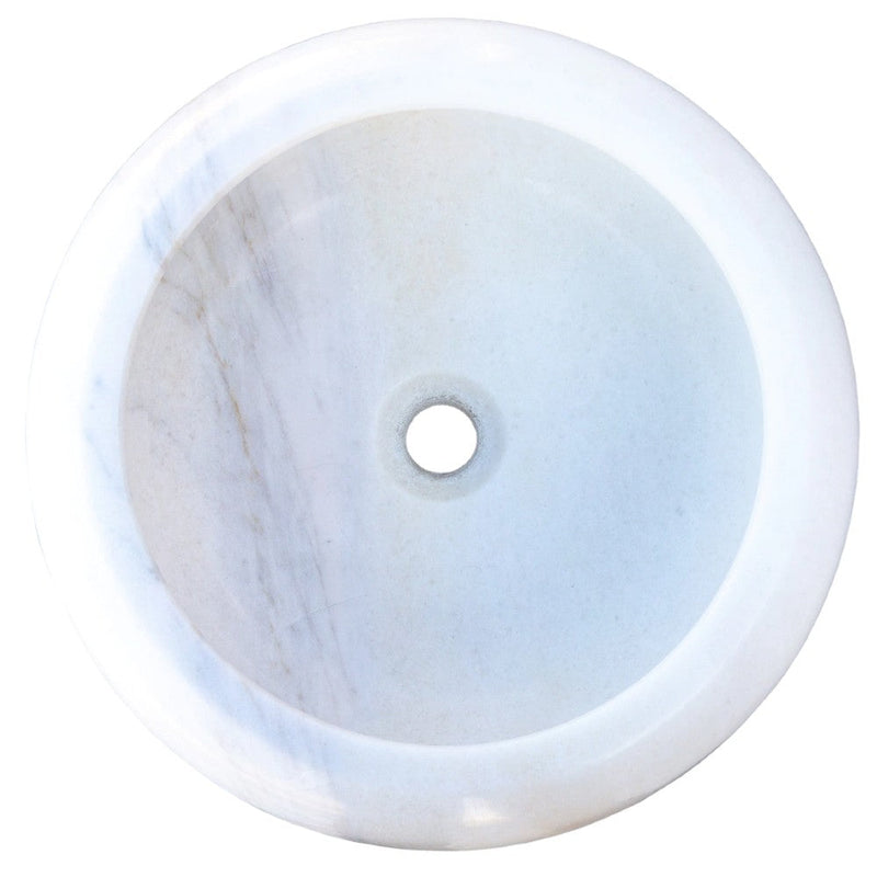 natural stone marble carrara white vessel sink surface polished size (D)15.5" (H)6" SKU TMS16 top view