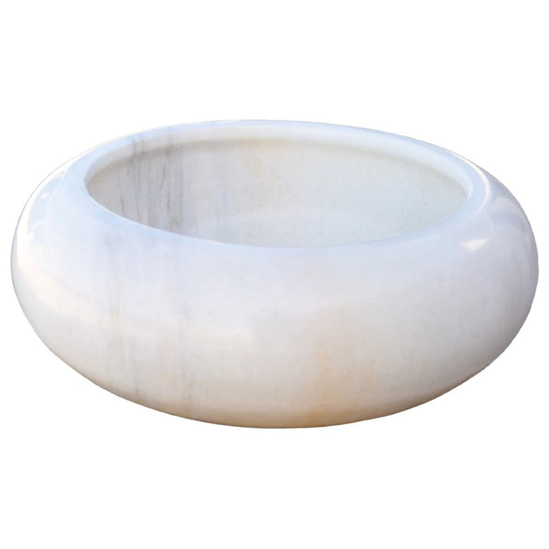natural stone marble carrara white vessel sink surface polished size (D)15.5" (H)6" SKU TMS16 side view
