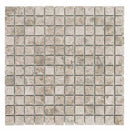 natural stone marble mosaic silver 1"x1" SKU-20012354 top view on white background