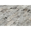 natural stone 1x2 split face mosaic light silver travertines SKU-20012364 close view